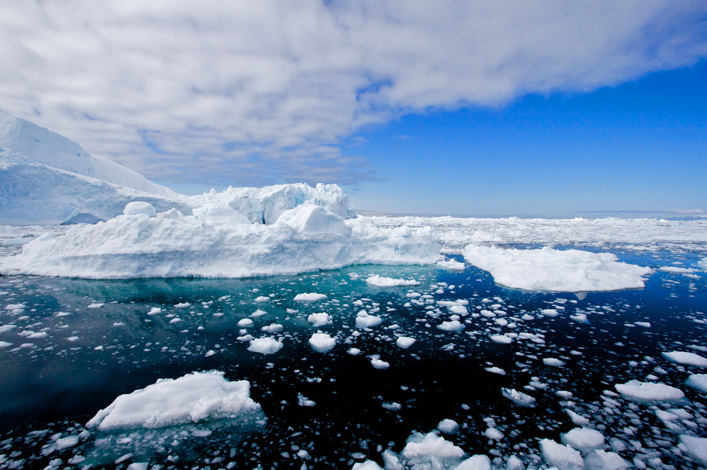 Disco Bay and Icebergs in the Midnight Sun